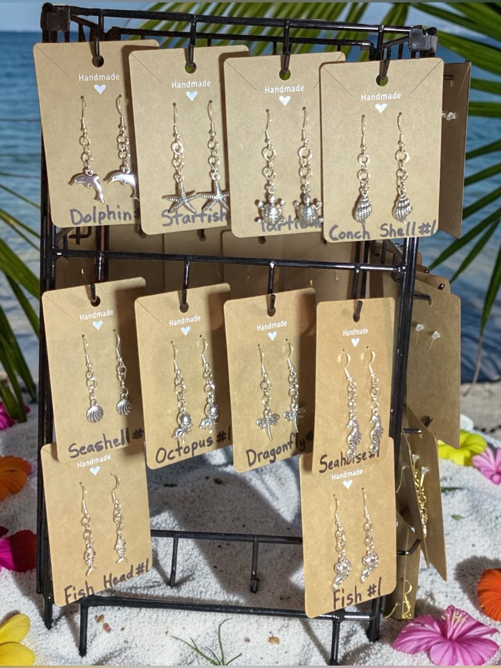 🌊 Summer Sea Life Silver Alloy Charm Earrings